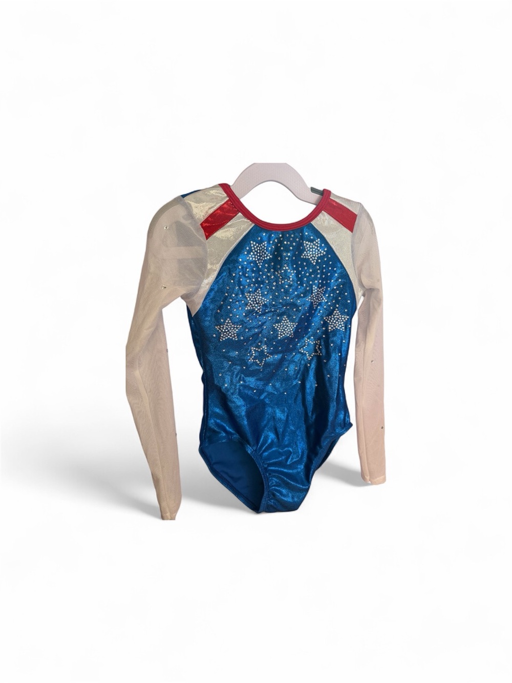 Kids Blue Star Long-Sleeve Gymnastics Leotard - Picture 1 of 2